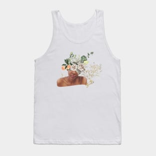 Floral Black Girl Bust with Gold Splatters Tank Top
